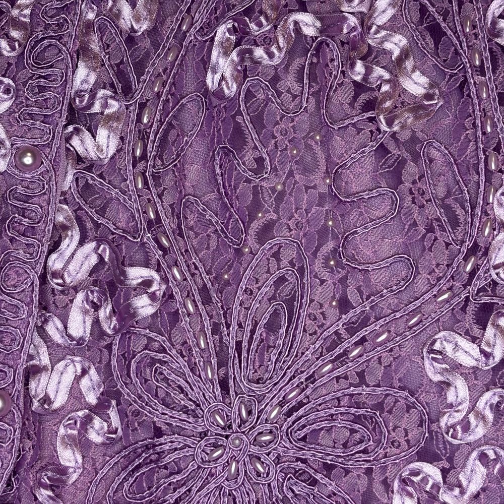 Vintage Lavender Ellim USA Women's Jacket Embroidered‎ Beaded Long Sleeve Lace - Picture 7 of 11